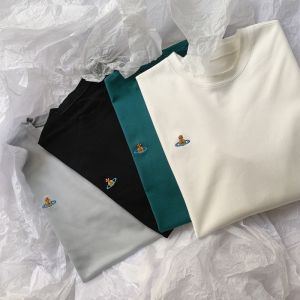 Earth Planet Embroidery Pure Cotton Short Sleeve T-Shirt Womens Summer New Arrival Loose White T-shirt Bottoming Shirt Design Blouse