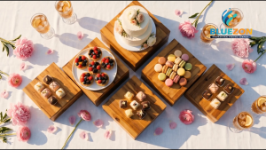 Bộ 6 Kệ Trưng Bày Buffet Kệ Trang Trí Bánh Đồ Ăn Xếp Lồng Tiết Kiệm Không Gian