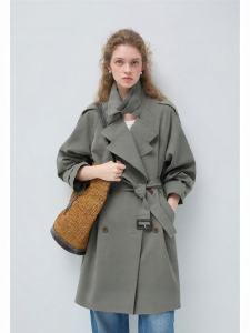 VEGA CHANG | Áo Khoác Trench Coat Phong Cách Đôi Khuy Rộng Rãi Cho Phụ Nữ Mùa Thu