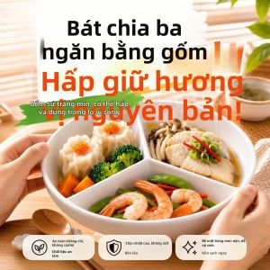 ZHENMIAO | Đĩa Hấp Chống Nóng Có Phân Cách và Nắp Đậy