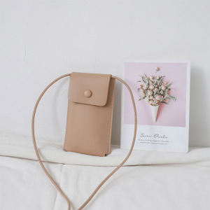 Mini Crossbody Bag Womens Summer Fashion Simple High-End Mobile Phone Bag Small Fresh Pure Color Vertical Shape PU Leather