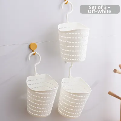 Wall Hanging Storage Basket For Kitchen And Bathroom Plastic