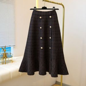 AIYITI | Vintage Check Knitted A-Line Skirt