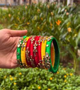 Premium Multicolor Silk thread bangles