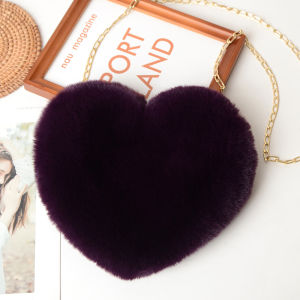 กระเป๋าสะพายข้างทรงหัวใจน่ารัก หนังสัตว์เทียม โซ่ กระเป๋าใส่โทรศัพท์มือถือสำหรับผู้หญิง กระเป๋าสะพายไหล่เดี่ยวแบบลำลอง กระเป๋าสะพายข้างแบบมีซิป