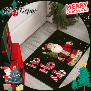 [Christmas Decorations] Christmas Carpet Velvet Xmas Carpets For Living Room Black Christmas Floor Mat anti slip Christmas Santa Claus Entrance Door mat Xmas foot mat Christmas atmosphere Christmas Home Decoration items Christmas Tree floormat home decor