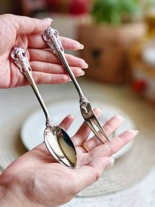304 Stainless Steel Spoon Fork Suit Small Size Kids Dessert Cake Fork Meal Soup Drinking Spoon For Home Soup Spoon Spoon