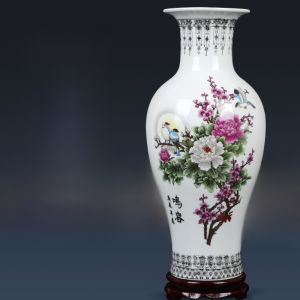 Jingdezhen Ceramic Large Flower Vase Antique Blue And White Porcelain Home Decorative Ornaments Living Room Wealth Bamboo Flower Arrangement