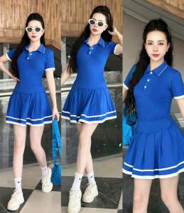 Bộ Váy Pickcleball Tennis Áo Cổ Trụ Khóa Kéo Tay Ngắn Màu Pastel Cực Xinh Chơi Tennis Golf Cầu Lông - Lylysports