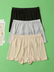 100% Mulberry Silk Silk Knitting Mid-Waist Open Mens Boxer Shorts Panties Underwear Thin Summer Loose