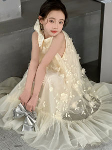 Princess Style Summer Dress for Girls 3D Floral Lace Skirt Breathable Comfortable Cotton Lining Fairy Tale Elegant Childrens Dress