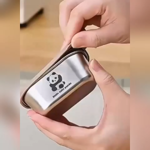 TWOL 110ml Stainless Steel 304 Food Grade Seasoning Cup Cute Panda Square Box Sealed Leak-proof Lid Compact Kitchen Sauce Dish 1pc Stock no.116