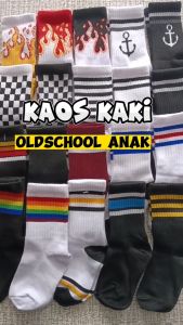 Kaos Kaki Anak Motif Strip Oldschool Panjang Tebal 1-5 Tahun