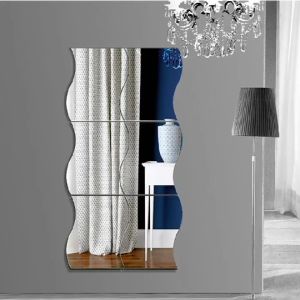 6 cái tự dính gương sóng hình dán tường Acrylic tự làm giấy dán tường có thể tháo rời Nhà Phòng Ngủ 3D trang trí tường