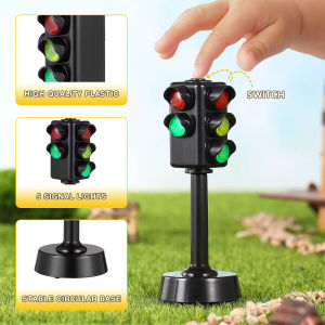 Educational Traffic Light Toy for Toddlers Safety Road Sign Model with Light and Sound Interactive Puzzle Scene Accessory