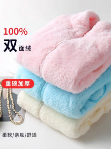 Womens Coral Fleece Jacket Thickened Flocking Autumn Winter Double-sided Warmest Loose Korean Style Vest Zipper Closure Long Sleeve