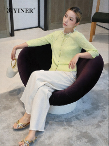 YINER | Autumn Lycell Silk Blend Knit Cardigan