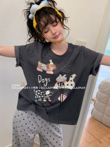 Bộ Đồ Ngủ Cotton Mùa Xuân Cho Nữ in Họa Tiết Hoạt Hình Dễ Thương Quần Dài Tám Tay Áo Chui Đầu Cổ Tròn Thoải Mái