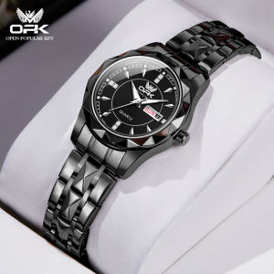 OPK jam tangan wanita korea elegan mewah dewasa 2024 anti air import original asli calendar quartz stainless steel with box