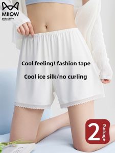 MiiOW | Cat Woman Summer Ice Silk Safety Pants Loose Womens Bottoming Shorts Breathable Cool Feeling Invisible Underwear Casual Leisure