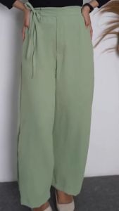 Higwaist Celana Kulot Crinkle Tali Samping Polos Terbaru Korean Style