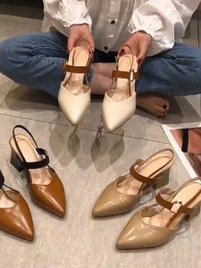 Cbox 2024 Sandals Summer Chunky Heel Pointed Toe Hollow High Heels Women Casual Fashion Women Sandals