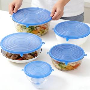 YESPERY 6Pcs/set Food Silicone Cover Fresh-keeping Stretch Lid Reusable Airtight Cap Wrap Kitchen Accessories Refrigerator Storage