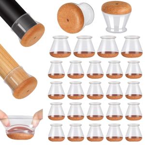24 Miếng Bảo Vệ Chân Ghế Bằng Silicon Cho Sàn Gỗ Cứng Đệm Tròn Cho Đồ Nội Thất Với Lớp Lót Nỉ Bọc