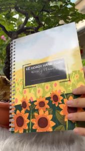 Sổ tay lò xo 120 trang loại kế hoạch hàng ngày mẫu 2 chất liệu bìa gỗ tráng gương kích thước 15x21cm