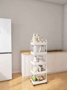 4-Tier Home Storage Rack Sturdy & Durable 4-Tier Multi-Layer Design Breathable Mesh Basket