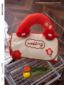 Portable Folding Double Happiness Character Cover Blanket New Couple Gift for Best Friend Bride Wedding Quilt Velvet Fabric