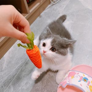 Carrot-Shaped Cat Chew Toy with Built-In Bell Interactive Paper Rope Pet Toy Suitable for Kittens and Adult Cats Kitten Playtime Fun Distraction Fun Cat Design Cute Pet Accessories Safe Pet Accessories Natural Sisal Material Kitten Owner Misc...