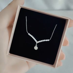 SO SEOUL Attract Y Diamond Simulant Cubic Zircon Round Diamond Fixed Chain Necklace