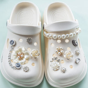 Hole Shoes Accessories Metal Butterfly Crocs Decorative Buckle Removable Pearl Flower Alloy Short Chain DIY Shoe Ornament