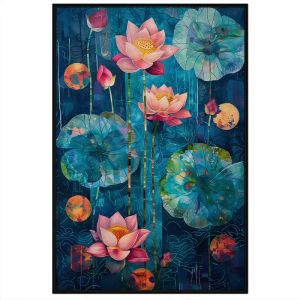 Tranh hoa sen tranh treo tường tranh dán tường phòng thờ phòng khách in canvas. CGI - 451