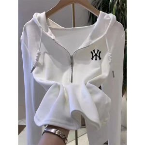 Sweet And Spicy Womens Zipper Hoodie Long Sleeve Crew Neck Sweatshirt Korean Style Slim Fit Vintage Autumn Fashion Top