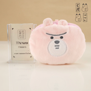ตุ๊กตา กระเป๋า หมี สีชมพู George Pan 🍀 DAISO JP - ANIPANS Mascot Pass Case - 13 cm