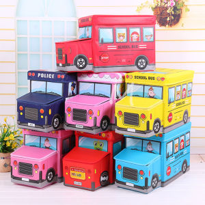 Storage Box Chair Kids Stool Ottomans Foldable Storage Box Storage Bus For Kids Toy Organizer Foldable Chair For Kids