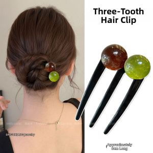 New Chinese Style Retro 3-Tooth Pearl Hairpin U-Shaped Hair Accessories