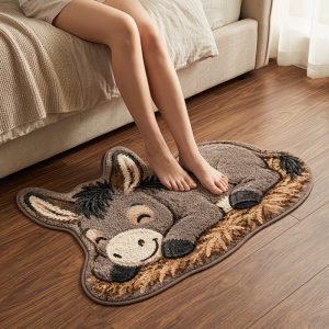 VIKAMA Farm Animal Horse Family Shaped Floor Mat Realistic Pattern Non Slip Rug Sofa Side Dorm Home Decor