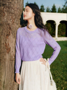 Koradior | Wool Jacquard Knitted Sweater with Lace Design Female