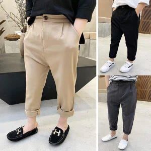 Quần tây vải/ quần âu kiểu dáng lạ mắt hot trend thời trang cho bé trai/gái 10-30kg