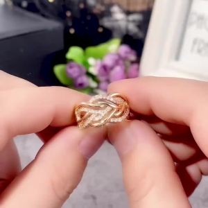 Huitan Hot Trend Gold Color Rings for Women Twist Design Luxury Inlaid Shiny CZ Fashion Luxury Wedding Engagement Jewelry Bulk