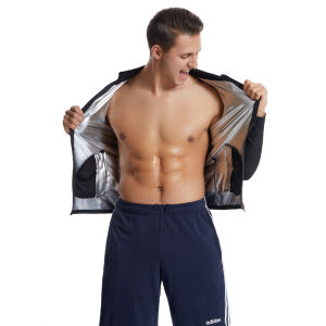 Vensslim Men Sauna Sweat Suit Zipper Waist Trainer Slimming Tops with Packet Fat Burner Body Shaper Belly Trimmer Slim Corset