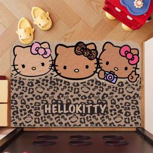 Khăn Trải Sàn Hello Kitty Họa Tiết Da Báo Màu Nâu Hoạt Hình Dễ Thương Khăn Trải Sàn Chống Bụi Chống Trượt Hình Vuông