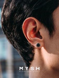 MYSH Pure Silver Snake Scale Mens Earrings Trendy Black Stylish Snake Year Simple Original Design Ear Jewelry out