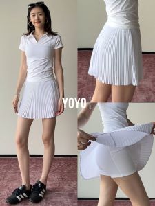 sui xin yu qie | Sporty Summer White Pleated High Waist Skirt