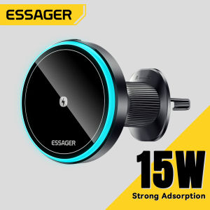 Essager 15W không dây sạc xe hơi gắn kết Giá để điện thoại với bảy màu của ánh sáng 360 ° xoay tự do Tương thích với điện thoại phổ