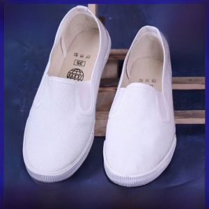 White Safety Shoes Mens and Womens Canvas Shoes Slip-on Anti-Static Work Cloth Shoes Flat Bottom Slip-on Bean Bag Factory White Shoes