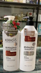 Cặp dầu gội xả Kerasys Revitalizing Hàn Quốc tăng cường độ đàn hồi làm phồng tóc cho tóc mỏng mảnh khó tạo kiểu 600ml